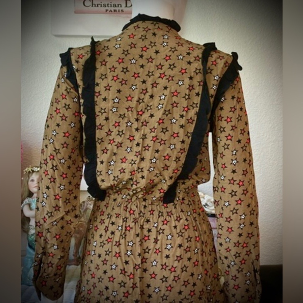 Scotch & Soda Mini Prairie Dress Modest Celestial print in brown & black size XS - Picture 5 of 13